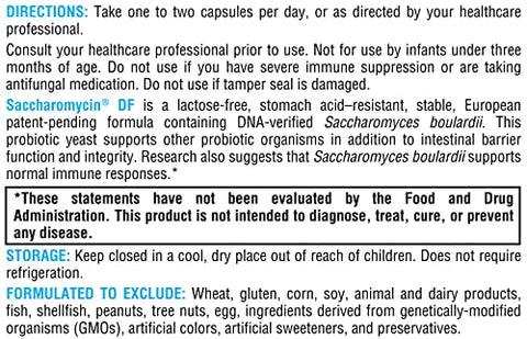 Saccharomycin DF – Probióticos de Levedura Saccharomyces boulardii Resistentes ao Ácido Estomacal, Verificados por DNA – Apoio à Saúde Imunológica e Gastrointestinal - XYMOGEN