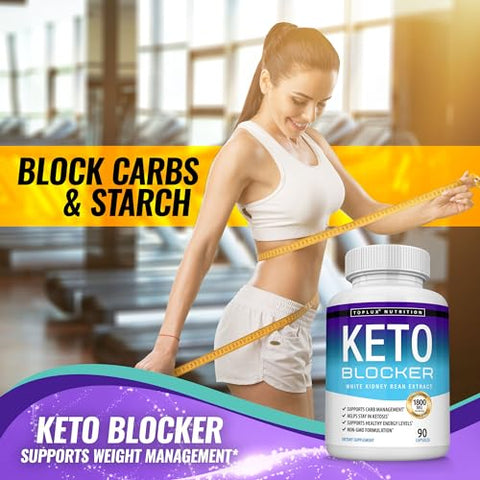 Keto Blocker Pills – Extrato de Feijão Branco 1800 mg – Cápsulas de 90 – Suporte à Dieta Keto – Natural Ketosis – Para Homens e Mulheres - Toplux