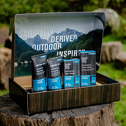 Kit de Cuidados para a Pele Every Man Jack – Limpador Facial, Esfoliante, Loção e Creme para os Olhos – Sem Fragrância