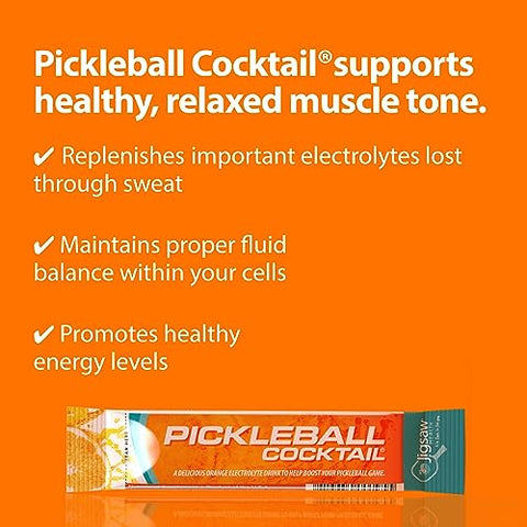 Pickleball Cocktail – Pacote com 60 Sachês (Laranja) | 60 porções | Embalagem de 60 sachês | Energia e hidratação para o seu jogo | Jigsaw Health - Jigsaw Health