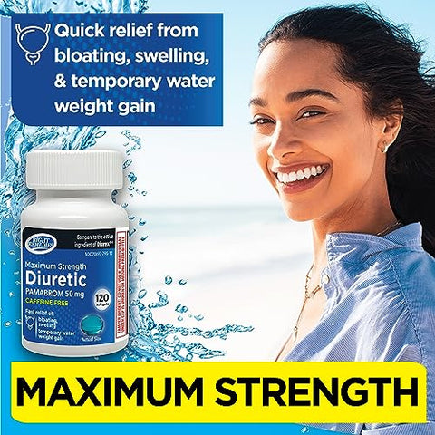 RIGHT REMEDIES - Pambrom 50mg: Diurético Softgels Máxima Potência sem Cafeína (120 Softgels) – Alívio do Inchaço Causado pela Retenção de Água