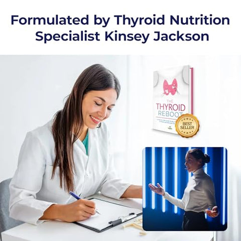 Bright Naturals - Thyroid Renew – Suporte para a Tireoide Feminina para Foco e Energia com Zinco Selênio Cobre e Superfoods para a Tireoide – Fabricado nos EUA, 60 Cápsulas