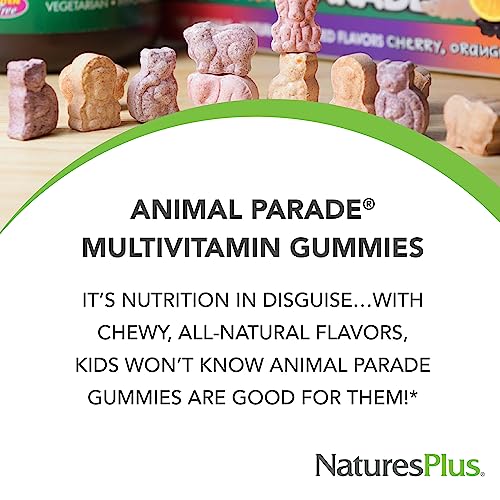 Animal Parade Multivitamínico Infantil – 50 Gomas em Formato de Animais – Cereja e Uva – Marca Natures Plus - Natures Plus