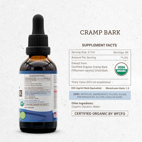 Secrets of the Tribe - Segredos da Tribo: Extrato Orgânico Certificado USDA de Casca de Cólica | Gotas Herbais de Alta Potência | Feito com Casca de Cólica Orgânica Certificada (Viburnum Opulus) Seca (60 ml)