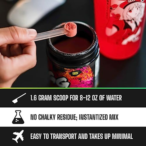 GG Energy Blue (100 Porções) – Energia para Jogos e Mistura Nootrópica Amigável ao Keto, Livre de Açúcar, Cafeína Orgânica, Vitaminas de Suporte Imunológico, Bebida Energética em Pó - Gamer Supps