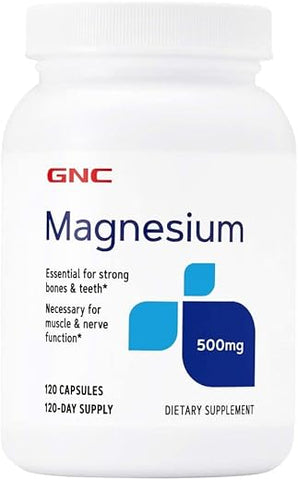 Magnésio 500mg, 120 Cápsulas, Suporta Absorção de Cálcio e Fortalece Dentes e Ossos - GNC