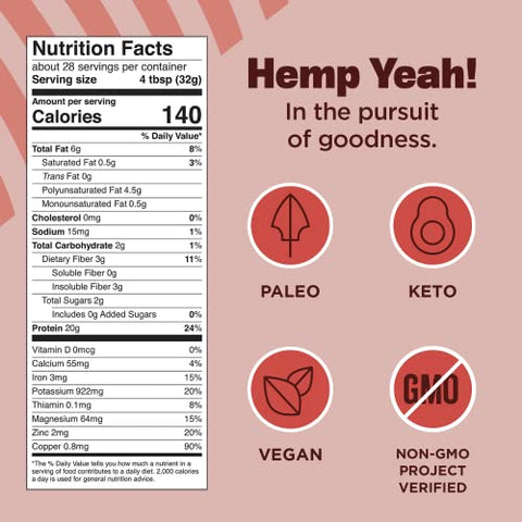 Hemp Yeah! Pó de Proteína Orgânica Max, Sem Adição de Açúcar, 32oz; com 20g de Proteína e 4.5g de Ômegas 3 - Manitoba Harvest