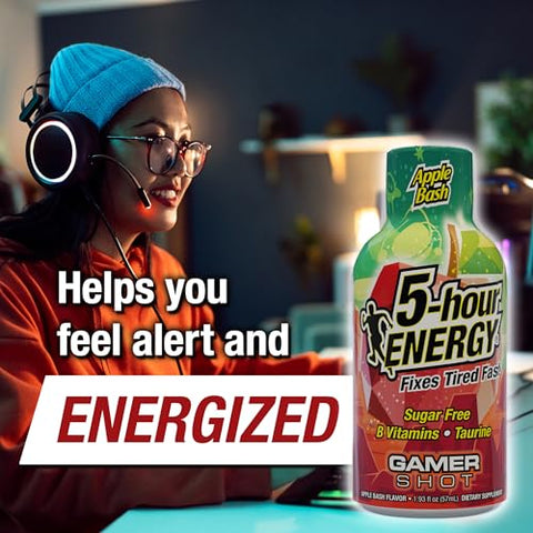 5-hour ENERGY - 5-Hour Energy Gamer Shots – Pack com Variedade de 30 Unidades (57 ml) – Maçã Poderosa, Framboesa Veloz, Energia de Abacaxi – Extra Forte