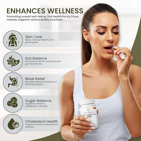 Divya Herbals - Suplemento Gut Health Pro | Comprimidos Orgânicos de Triphala 600mg | Detox Intestinal para Mulheres