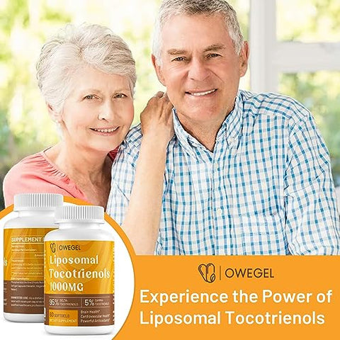owegel - Suplemento de Tocotrienóis Lipossomais 1000mg – Alta Bioacessibilidade de Vitamina E Tocotrienóis, 95% Delta