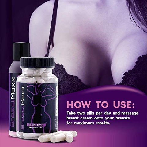 Breast Maxx - Kit de Aumento de Seios para Homens e Mulheres – Cápsulas de Aumento de Seios – Creme Natural para Seios