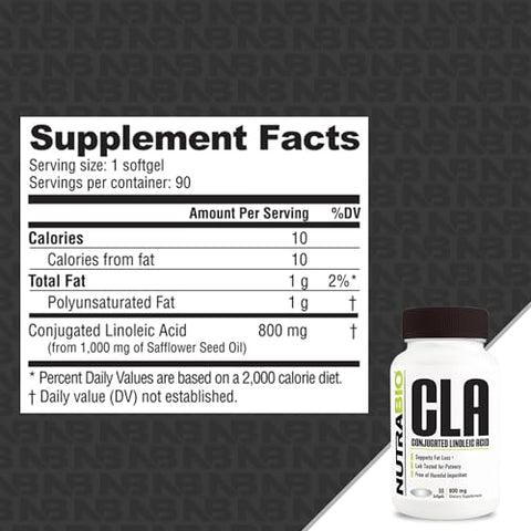 CLA – Suplemento de Ácido Linoleico Conjugado, 800mg – 90 Softgels - NutraBio