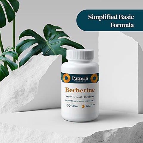 Suplemento Pattern Wellness Berberine com Canela Ceylon Orgânica – Suporte Antioxidante – Saúde Integral – Suporte Saudável ao Colesterol – Fabricado nos EUA – 60 Cápsulas Não-OGM