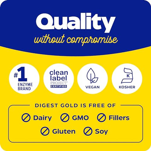 Digest Gold ATPro – Máxima Força, Ação Rápida, Auxilia na Digestão de Refeições Grandes, Previne Inchaço e Gases, 90 Cápsulas - Enzymedica