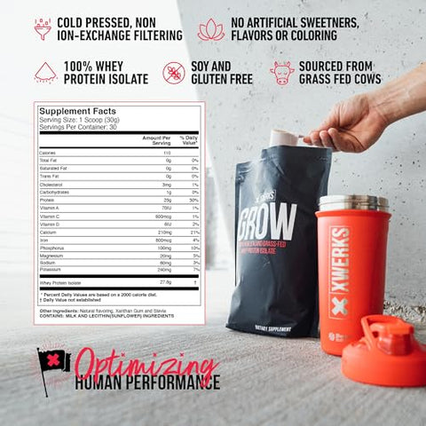 Grow – Proteína Isolada em Pó 100% Natural da Nova Zelândia – 25g de Proteína Pura (30 Porções) – Ideal para Paleo - Xwerks