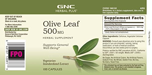 Herbal Plus Folha de Oliveira 500 mg – Benefícios para a Saúde – 60 Cápsulas - GNC