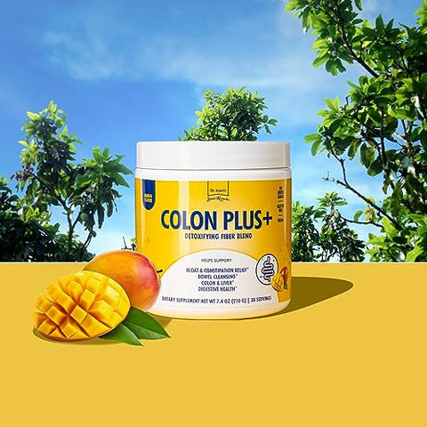 Santo Remedio - Colon Plus: Suplemento de Limpeza Intestinal com Psyllium e Probióticos, Sabor Manga – 30 Porções
