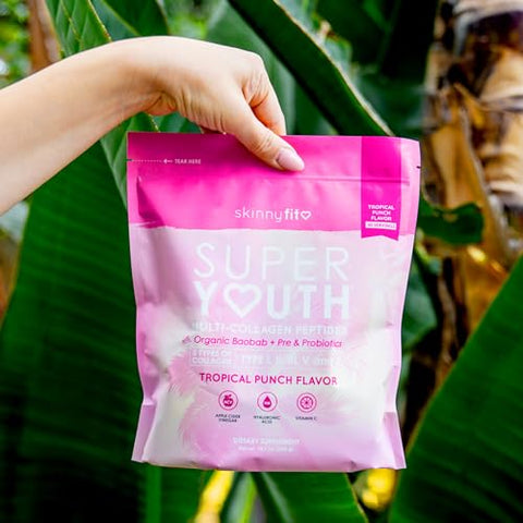 Super Youth Tropical Punch – Colágeno Multi-Peptídeos Probióticos, Fibra de Baobá, Vinagre de Maçã, Ácido Hialurônico | 100g - SkinnyFit