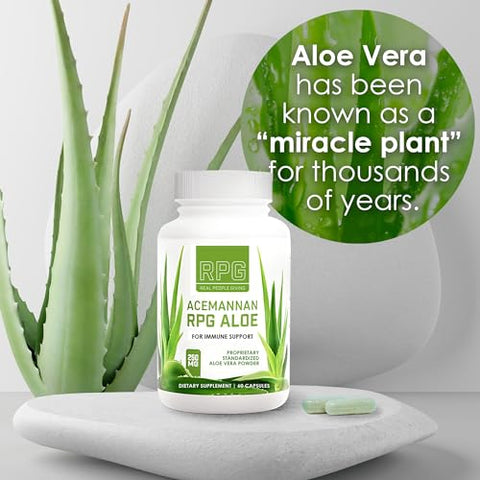 RPG Super Coffee - RPG Acemannan Aloe Vera – Cápsulas de Aloe Vera em Pó para Suporte Imunológico e Intestinal – 60 Cápsulas (250 mg)