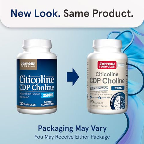 CDP Choline: Suplemento de 250 mg para Memória e Saúde Cerebral – 120 Cápsulas Vegetarianas - Jarrow Formulas