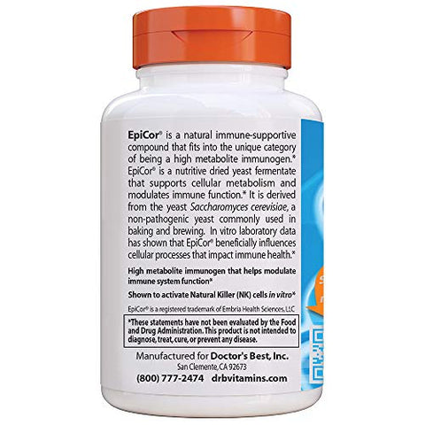 Doctor's BEST - Doctor’s Best Epicor: Defesa da Saúde Imunológica, Não-OGM, Vegano, Sem Glúten, 500 Mg, 60 VC