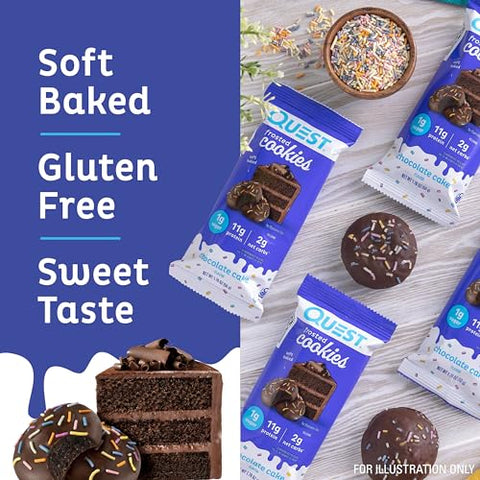 Frosted Cookies Twin Pack – Bolo de Chocolate, 1g Açúcar, 11g Proteína, 2g Carboidratos Líquidos, Sem Glúten, 16 Cookies - Quest Nutrition