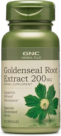 Herbal Plus Extrato de Raiz de Goldenseal 200mg, 50 Cápsulas, Fortalece a Resistência Natural - GNC