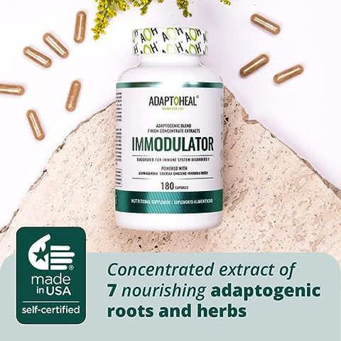 ADAPTOHEAL - Immodulator – Suplemento Adaptogênico para o Bem-Estar, com Ginseng, Ashwagandha, Cogumelo Reishi – Suporta Resposta ao Estresse, Equilíbrio do Humor e Função do Sistema Imunológico (180g)