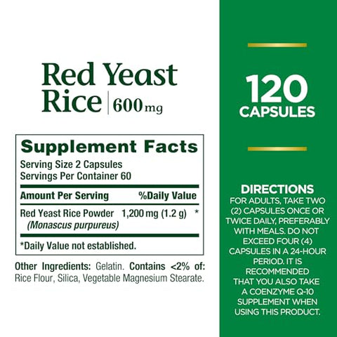 Nature's Bounty - Suplemento Herbal Nature’s Bounty Red Yeast Rice, 600mg, 120 Cápsulas – Saúde e Bem-Estar