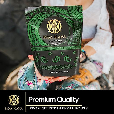 Vanuatu Koa Kava em Pó – Chá de Kava Premium Noble Waka feito a partir de Raízes Laterais em Vanuatu para Relaxamento Autêntico. Embalagem de 454g