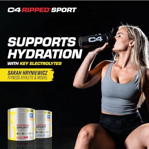 C4 Ripped Sport Pré-Treino em Pó Sabor Frutas Vermelhas – Certificado NSF para Esportes, Energético Pré-Treino Sem Açúcar para Homens - Cellucor