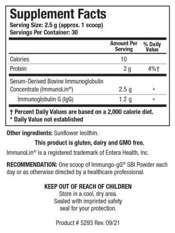 Biotics Research - Pó Imuno-gG SBI Fórmula em Pó Fácil de Misturar, Ultimate IgG, Saúde Intestinal Completa e Suporte Imunológico, Sem Lactose, Concentrado de Imunoglobulina 74g