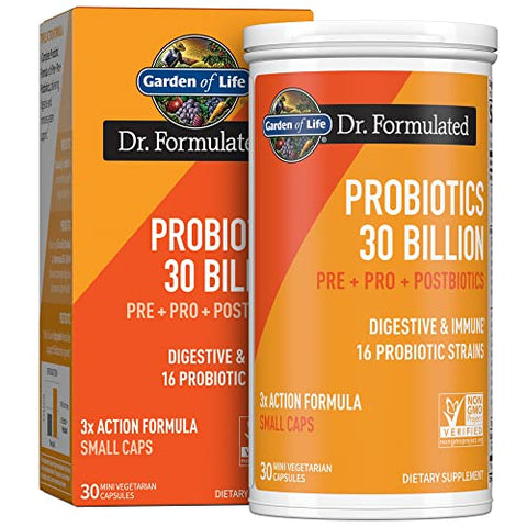 Dr Formulated – Prebióticos e Probióticos Completos em Cápsulas – 30 Bilhões UFC – 30 dias – 30g - Garden of Life