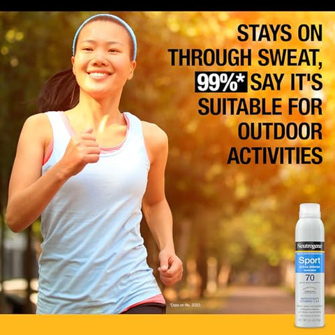 Protetor Solar Neutrogena Sport Active Defense FPS 70 Spray, Resistente ao Suor – 150ml