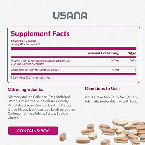 Proflavanol C200 – Antioxidante Avançado com Bioflavonoides e Vitamina C para a Saúde do Coração – 56 Comprimidos – Fornecimento de 28 Dias - USANA