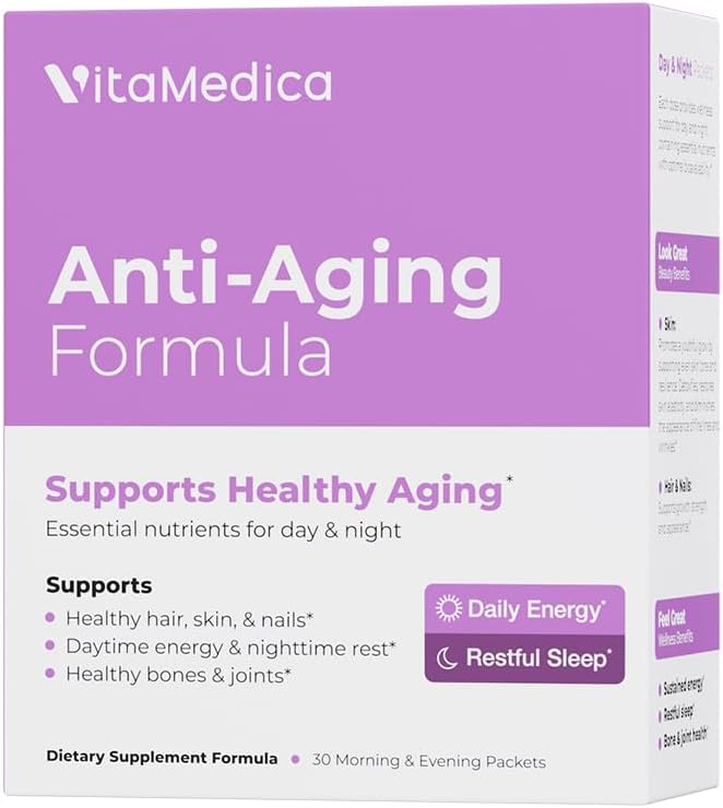 Fórmula Anti-Aging 4 em 1 | Saúde e Beleza | Suplemento para Mulheres e Homens | Cabelos, Pele e Unhas Saudáveis | Energia Natural - VitaMedica