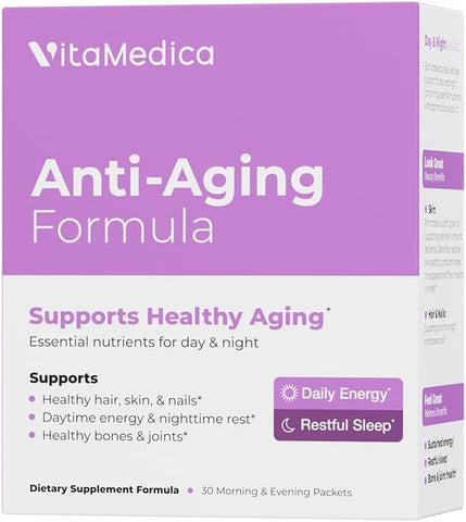 Fórmula Anti-Aging 4 em 1 | Saúde e Beleza | Suplemento para Mulheres e Homens | Cabelos, Pele e Unhas Saudáveis | Energia Natural - VitaMedica
