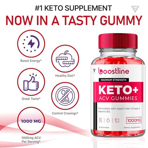 Fyvus - (3 Pacotes) Gomas Boostline Keto Plus ACV, Gomas Boost Line Keto ACV Avançadas com Vinagre de Maçã 1000MG Suplemento Vitamínico para Mulheres e Homens, Boostline Keto ACV Máxima Potência (180…)