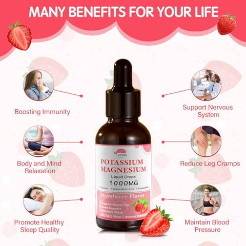 VPKIN - Suplemento de Citrato de Potássio e Magnésio, Gotas Líquidas de Magnésio com Glicinato de Magnésio 1000mg, Ashwagandha e Zinco, Suporte Calmo – Marca em Destaque