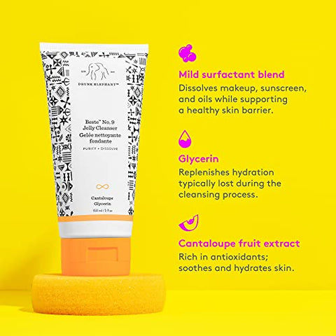 Beste No. 9 Jelly Cleanser – Limpeza Facial Suave e Removedor de Maquiagem para Todos os Tipos de Pele (150 mL / 5 Fl Oz) - Drunk Elephant