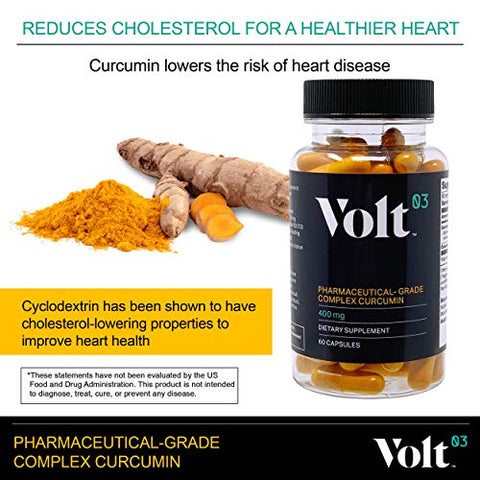 Volt03 - Cápsulas de Curcumina de Cúrcuma de Grau Farmacêutico | Suplementos de Cúrcuma e Curcumina para Suporte Imunológico | Suplementos Naturais de Ervas de Cúrcuma para Suporte Articular 400 mg