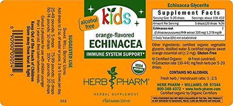 Kids Extrato Líquido de Echinacea Glicerina Certificado Orgânico, 4 oz (118 ml) - Herb Pharm