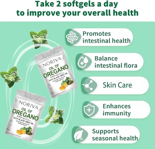 Generic - Noriva Óleo de Orégano 6000mg, Cápsulas de Óleo de Orégano Orgânico, Semente de Orégano Preto – Noriva