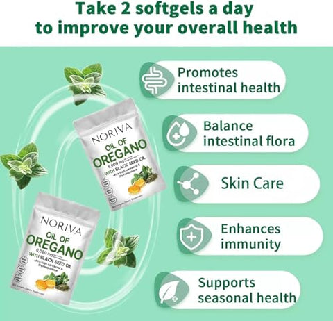 Generic - Noriva Óleo de Orégano 6000mg, Cápsulas de Óleo de Orégano Orgânico, Semente de Orégano Preto – Noriva