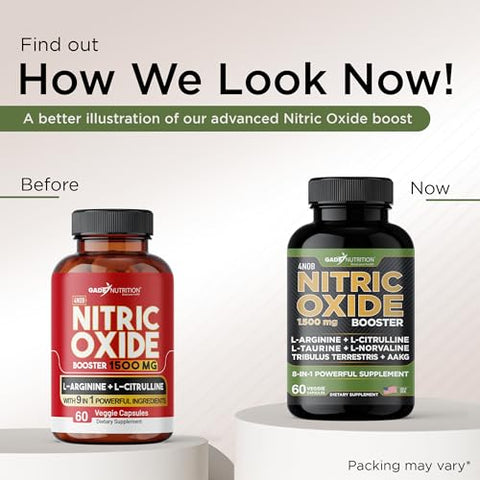 GADE NUTRITION BOOST YOUR HEALTH - Suplemento de Óxido Nítrico – Cápsulas de L-Arginina – Aumenta Energia e Resistência