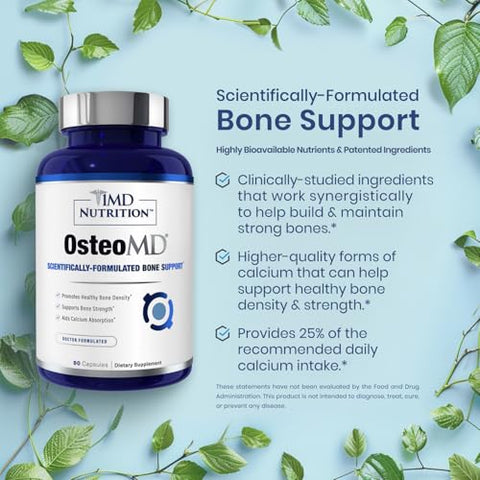 OsteoMD – Suporte Completo para Mulheres e Homens – Promova Densidade com Vitamina D – Hidroxiapatita com Vitamina D3 - 1MD Nutrition