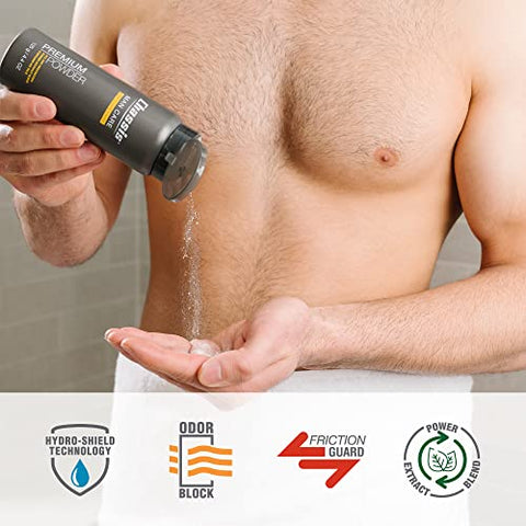 Premium: Pó Corporal para Homens, Desodorante Antifricção, Proteção contra Assaduras para Genitais, Virilha, Partes Íntimas e Glúteos, Ingredientes Naturais, Alternativa ao Talco, 100g - Chassis