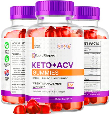 LIVORKA - Rapid Ripped Keto ACV Gummies – 3 Pacotes, 180 Gummies – Marca RapidRipped
