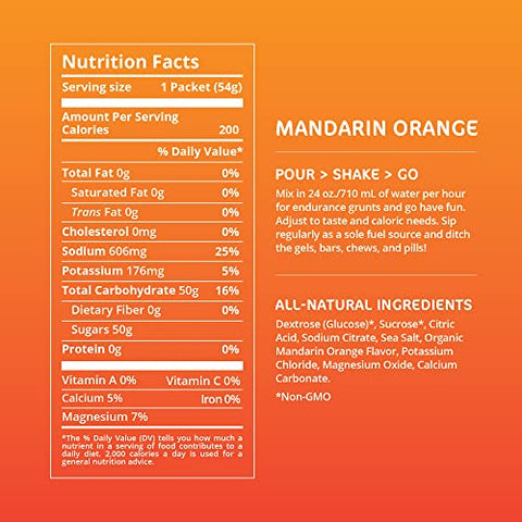 Endurance Fuel: Pó para Bebida Esportiva de Serviço Individual com Eletrólitos, Sem OGM, Livre de Soja, Laticínios e Glúten, Vegano, Sabor Tangerina, Pacote com 12 - Tailwind Nutrition
