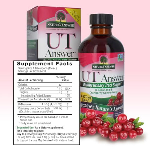 Nature's Answer - Nature’s Answer UT Answer | Suporte ao Sistema Urinário | Sabor de Cranberry | Livre de Álcool, Glúten e Testado em Animais
